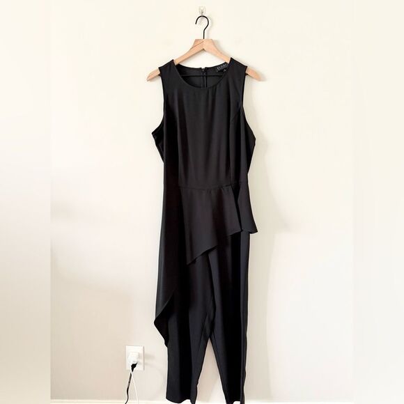 ELOQUII Sleeveless Jumpsuit with Asymmetrical Peplum in Black - Size 14 - Picture 3 of 8